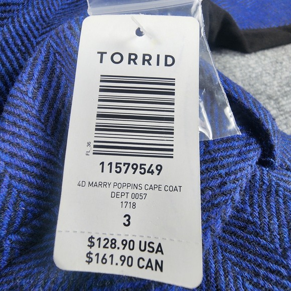 Torrid Disney Her Universe Mary Poppins Cosplay Coat Plus Size 3‎ 3XL Blue Tweed - Picture 8 of 15